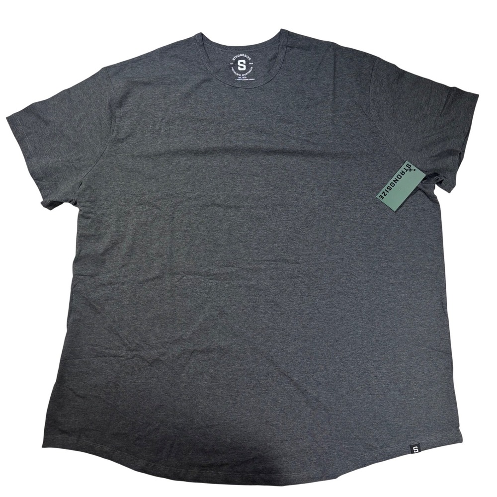 Big & Tall Mens 5XL T-Shirt Charcoal Gray Longer Length Curved Hem Sportswear